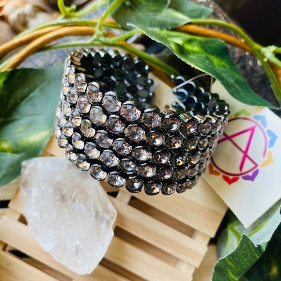 Amrita Singh Clear Austrian Crystal Gun Metal Cuff Gorgeous - Picture 7 of 7
